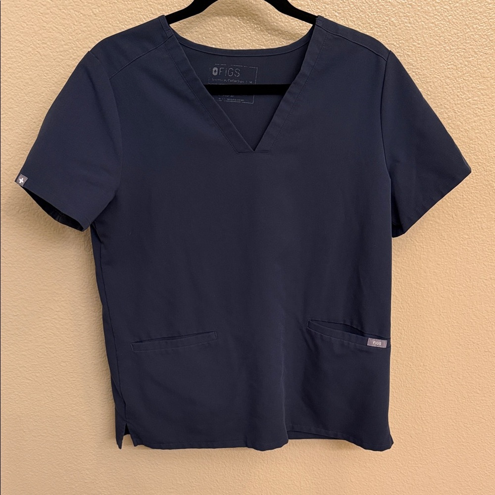 Figs Navy Blue Night Sky V-Neck Scrub Top